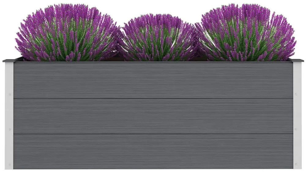 Canteiro elevado para jardim WPC 150x50x54 cm cinzento