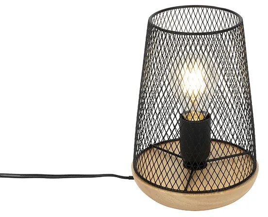 Candeeiro de mesa design preto com madeira - Bosk Design