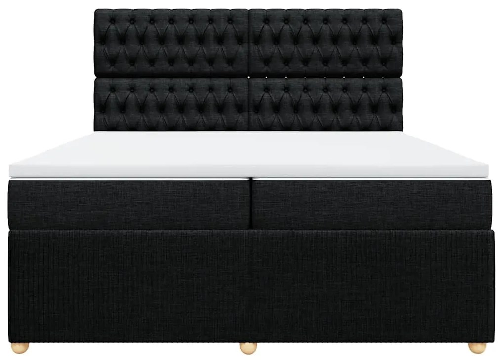 Cama com molas/colchão 200x200 cm tecido preto