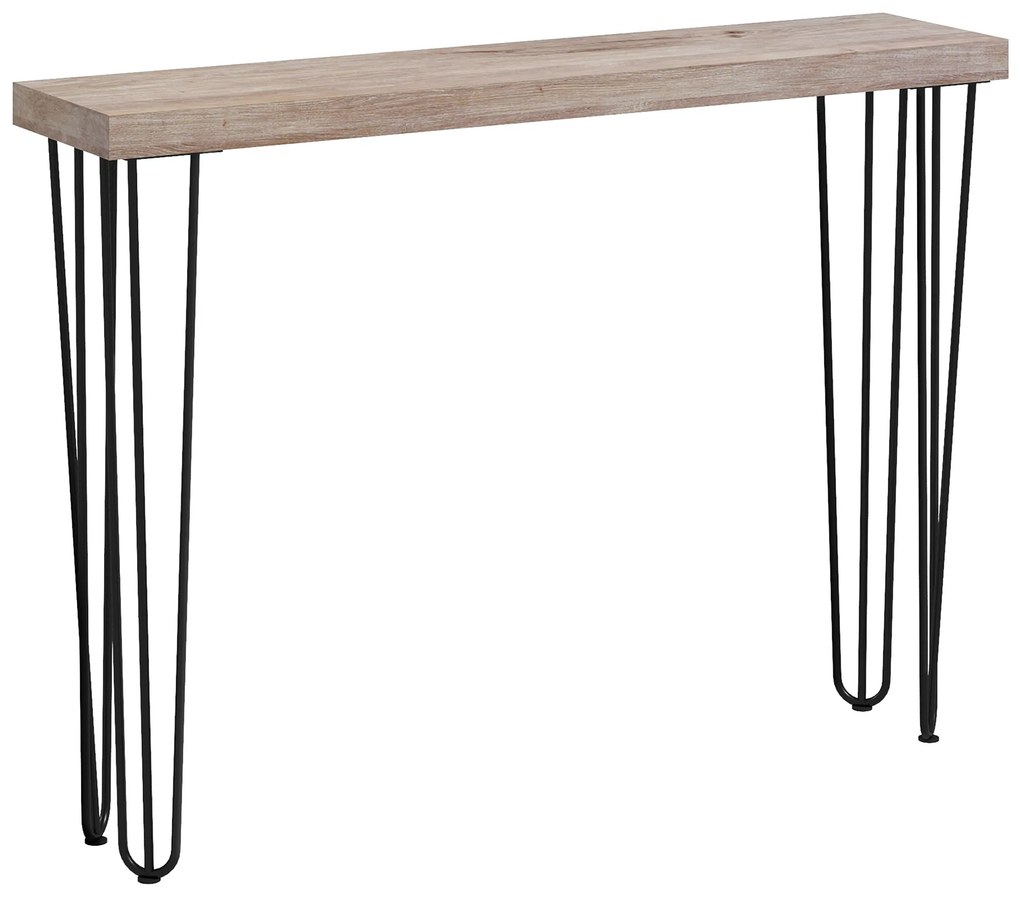 Mesa Consola Moderna Mesa de Entrada com Patas de Aço Anti-Tombo Móvel de Entrada 110x25x79,5 cm Madeira