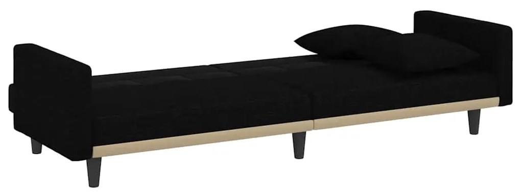 Sofá-cama com almofadões tecido preto