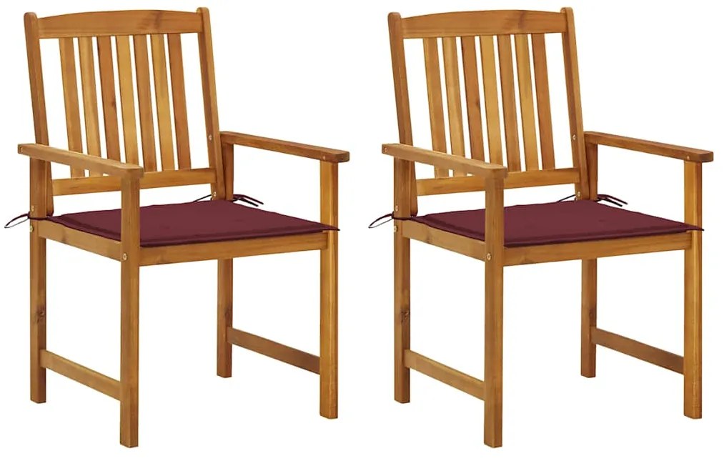 Cadeiras de jardim com almofadões 2 pcs acácia maciça