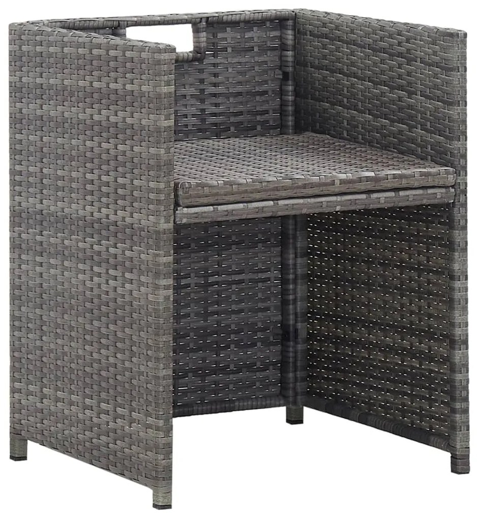 13 pcs conjunto jantar exterior c/ almofadões vime PE antracite