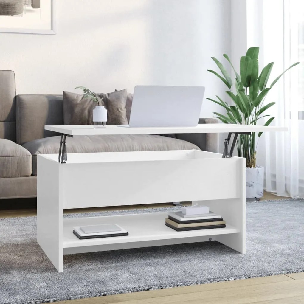 vidaXL Mesa de centro 80x50x40 cm derivados madeira branco brilhante
