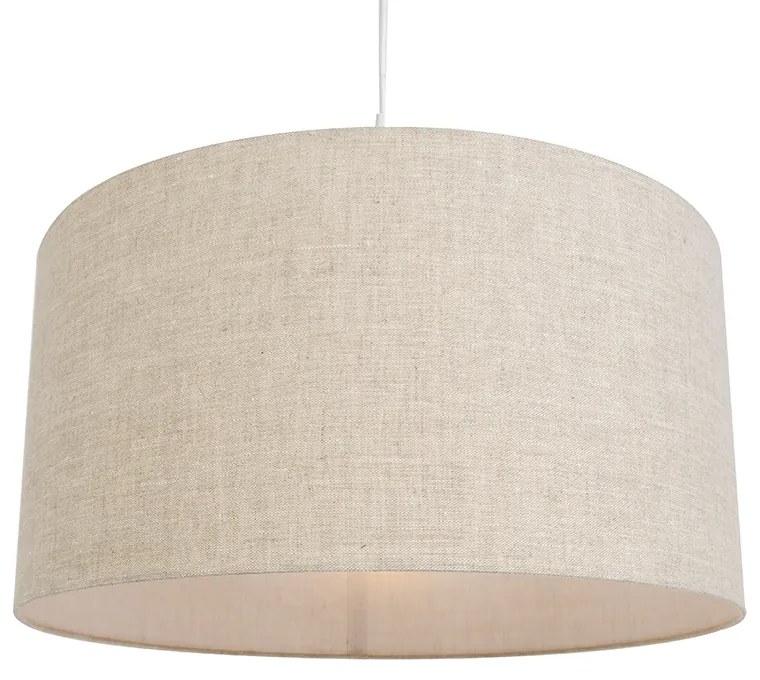 Candeeiro de suspensão rústico branco com abajur de algodão cinzento claro 50 cm - Combi Moderno,Rústico ,Clássico / Antigo