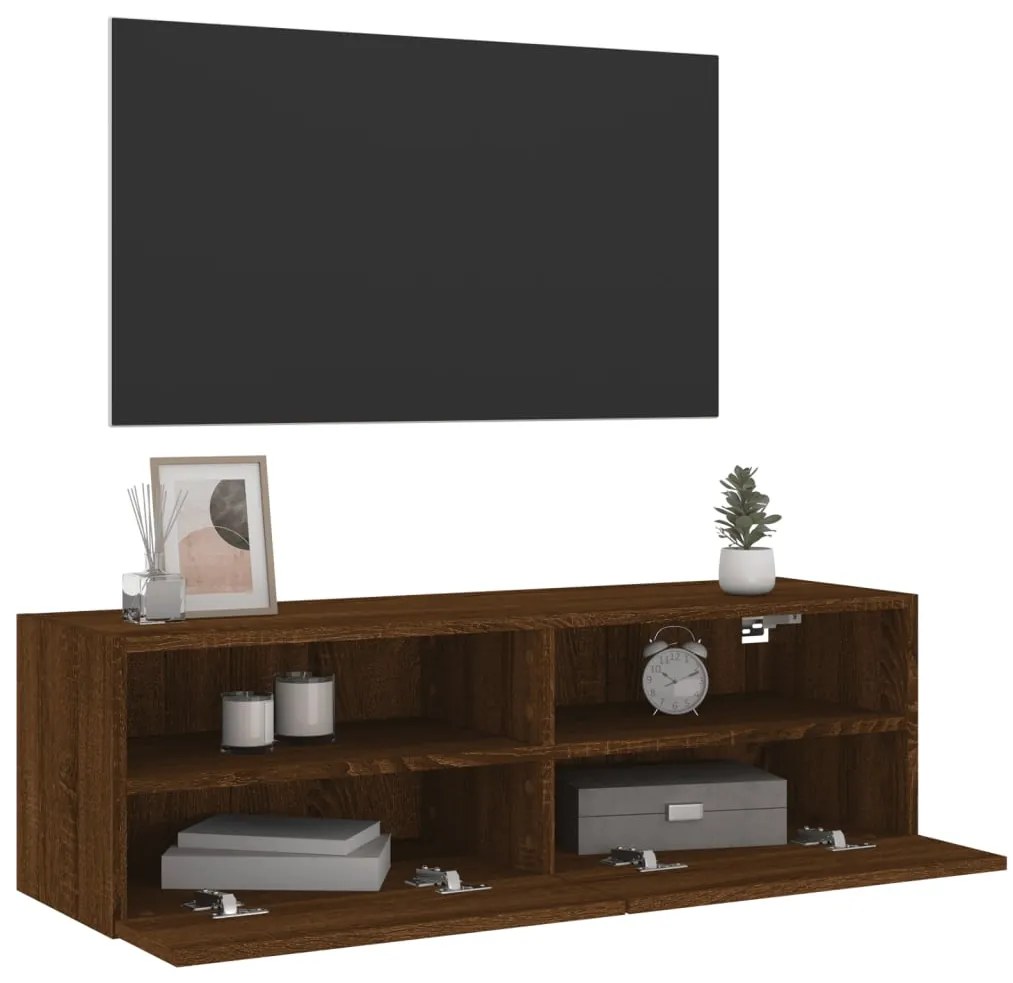Móvel parede p/ TV 100x30x30cm deriv. madeira carvalho castanho