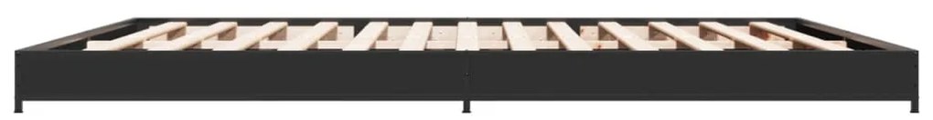 Estrutura de cama 200x200 cm derivados de madeira/metal preto
