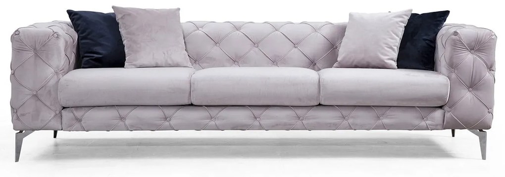 Sofá de 3 Lugares Como – Cinzento Claro – 237x73x90 cm