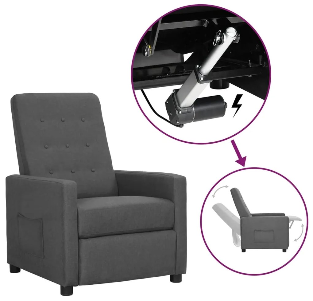vidaXL Poltrona elevatória tecido cinzento-claro