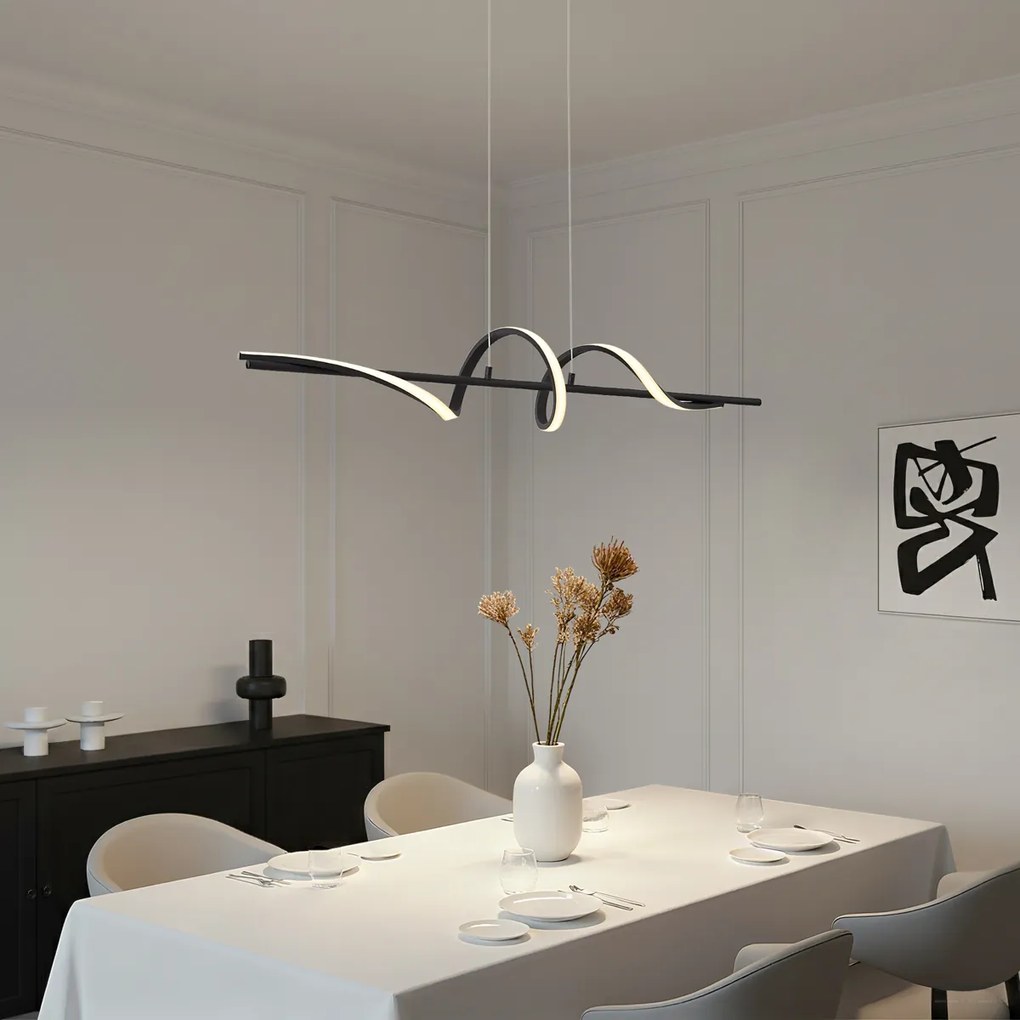 Candeeiro suspenso de design preto 110cm Incl. LED regulável em 3 níveis - Wokkel