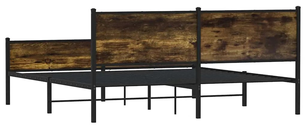 Estrutura de cama sem colchão 183x213cm metal carvalho fumado