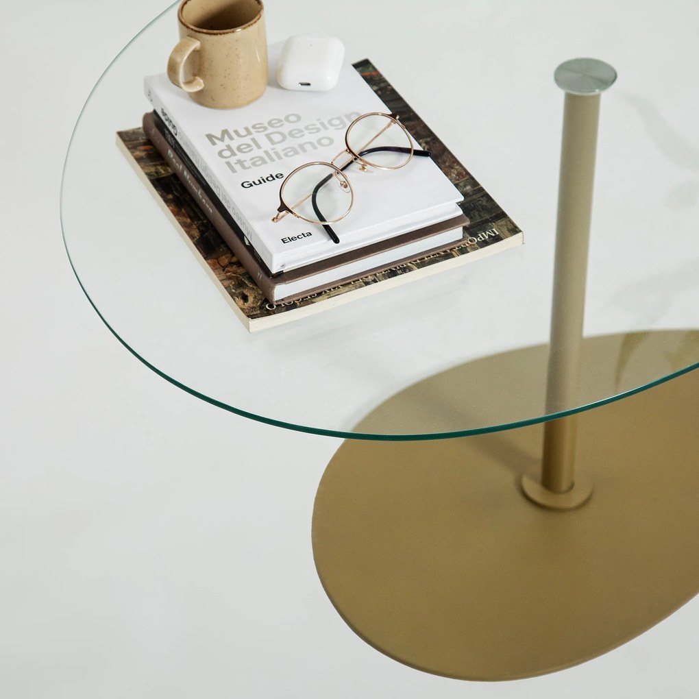 Mesa de Centro Porto – Transparente e Dourado – 90x40x60 cm
