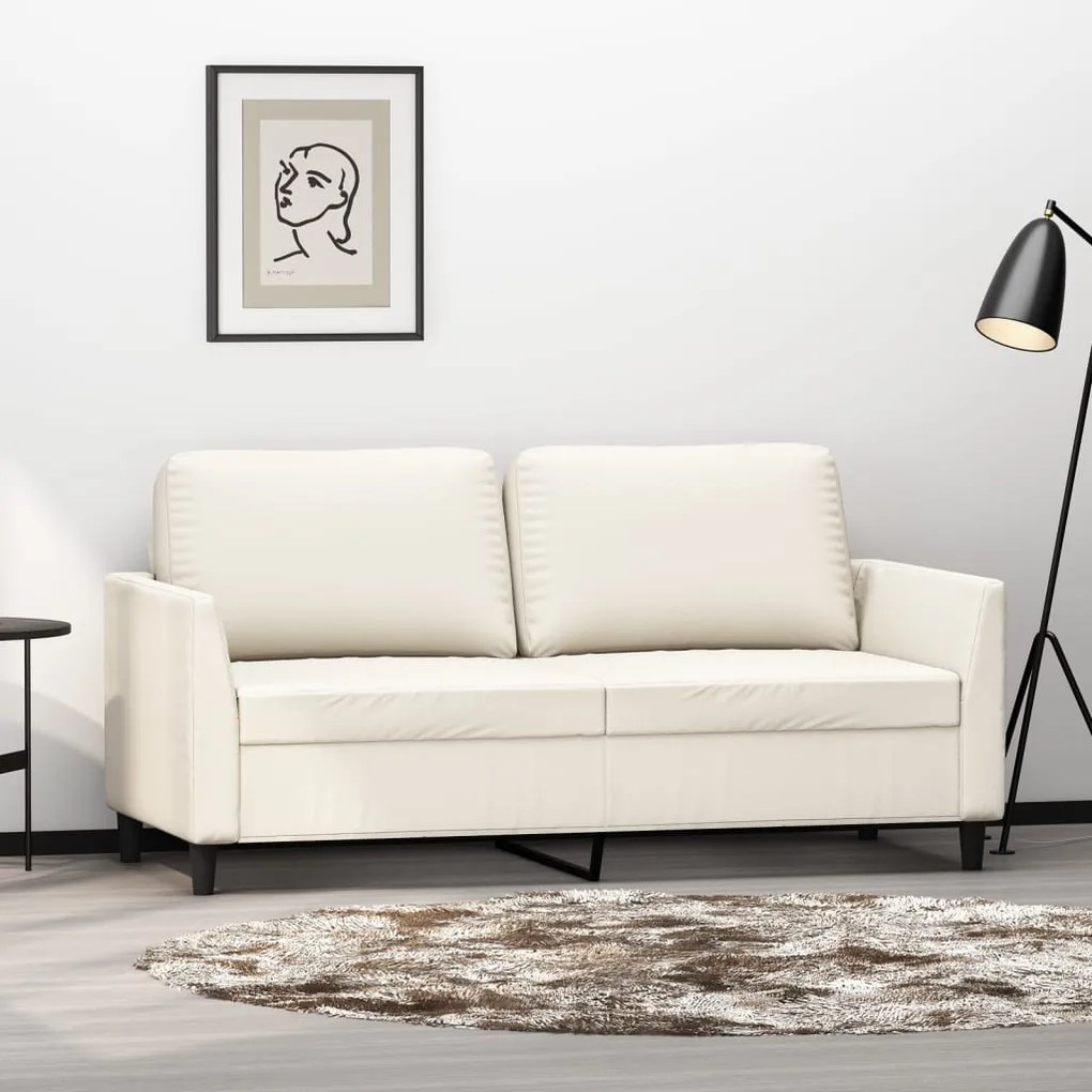 vidaXL Sofá de 2 lugares 140 cm couro artificial cor creme