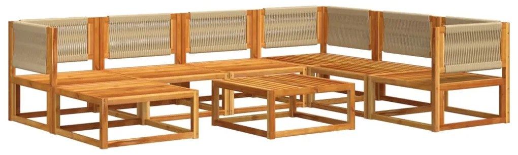 8 pcs conjunto de sofás de jardim com almofadões acácia maciça