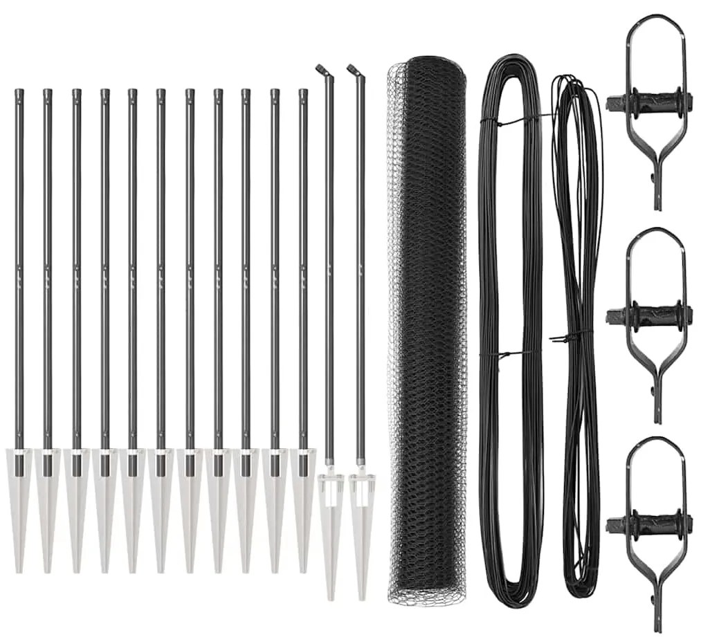 Conjunto de Cercas Conjunto de 2 Cinza Aço, PVC 25 x 1,2 m