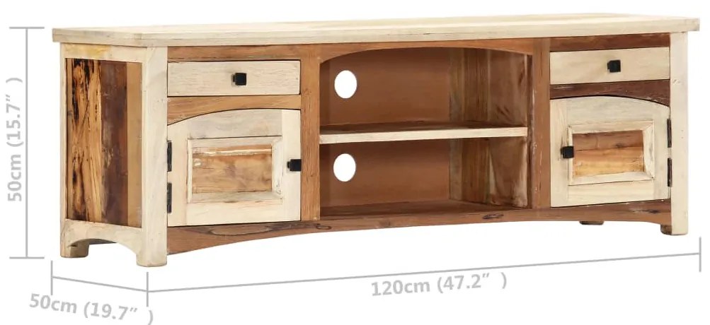 Móvel de TV 120x30x40 cm madeira recuperada maciça