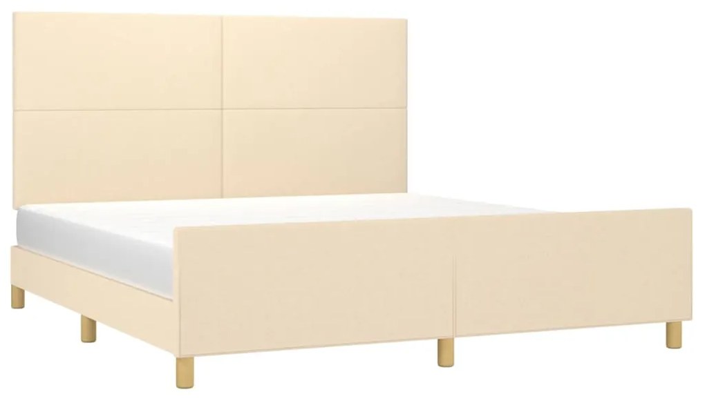 Estrutura de cama sem colchão 160x200 cm tecido cor creme
