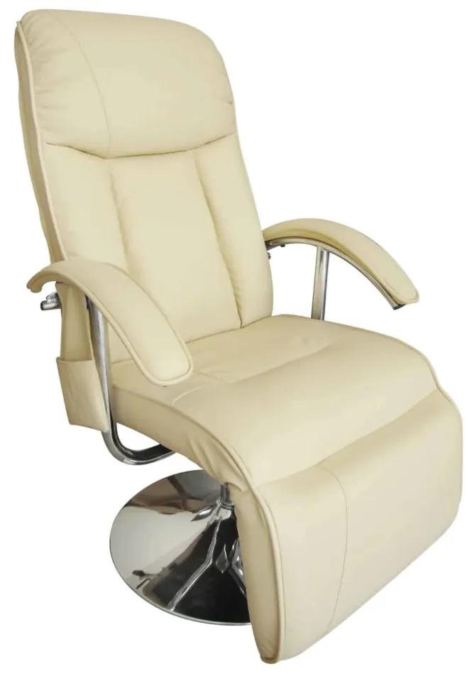 240065 vidaXL Cadeira de massagens couro artificial branco nata