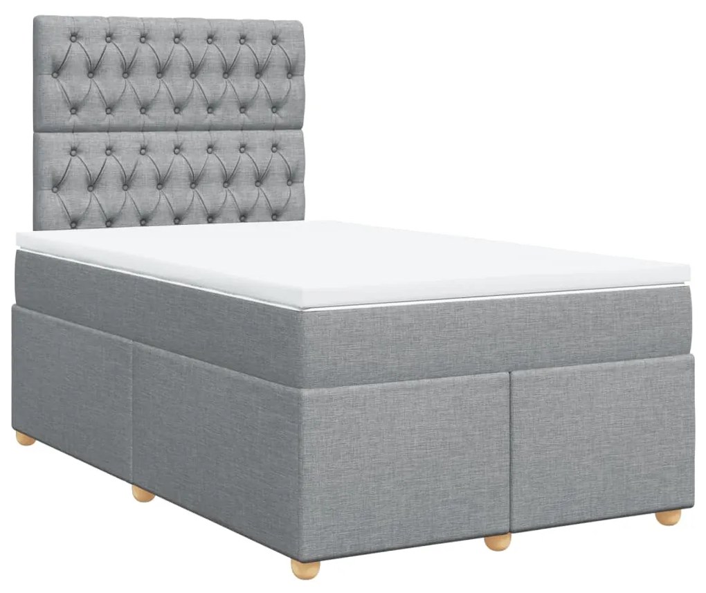 Cama boxspring com colchão 120x190 cm tecido cinzento-claro