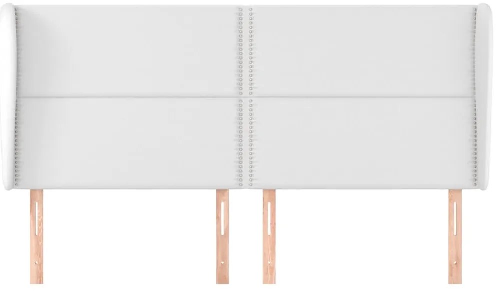 Cabeceira cama c/ abas couro artificial 203x23x118/128cm branco