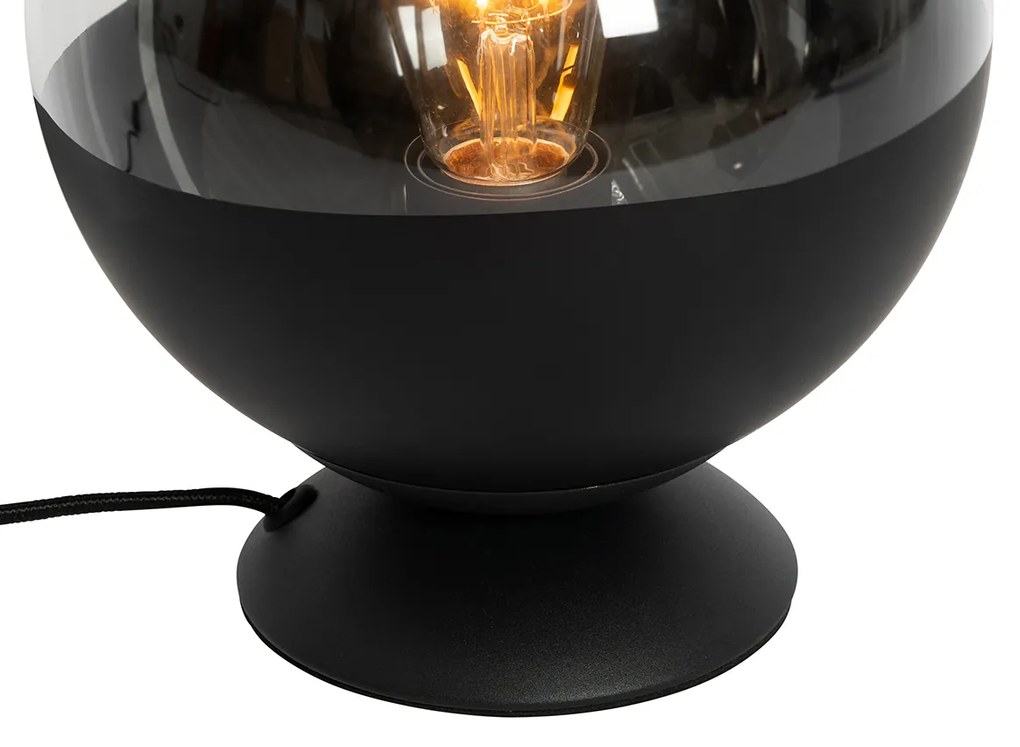 Candeeiro de mesa retro preto com vidro transparente - Eclipse