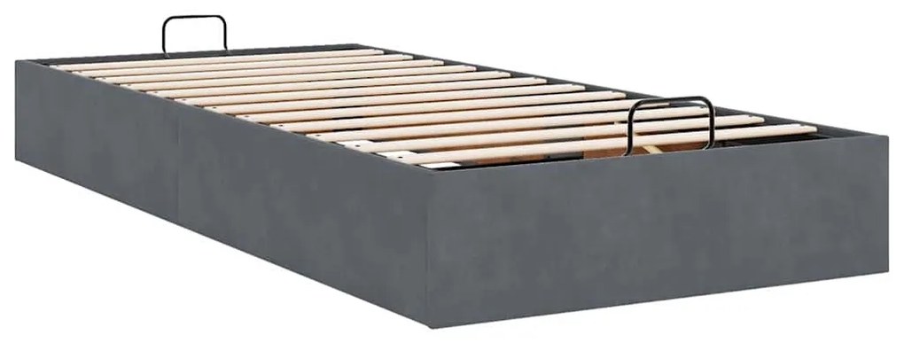 Otomano Bed Frame No Colchão Cinzento Escuro 80x200 cm Veludo