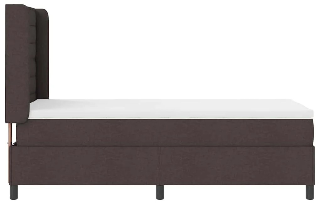 Cama Box com Colchão - Marrom Escuro, 80x200 cm, Tecido