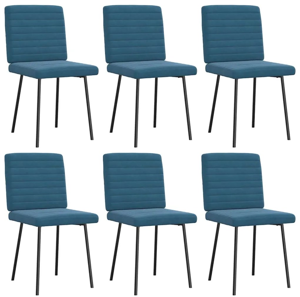 Cadeiras de jantar 6 pcs veludo azul