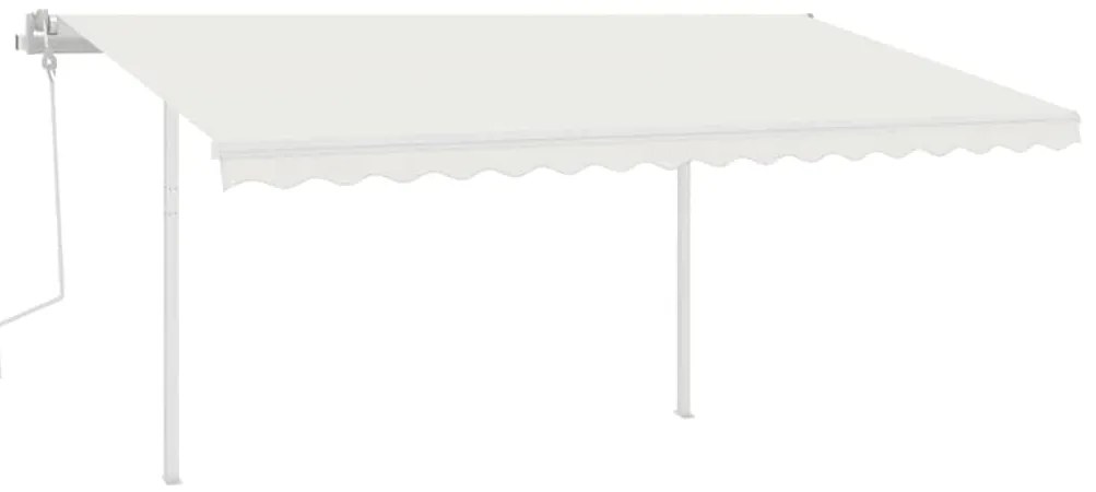 Toldo retrátil manual com luzes LED 4x3 m cor creme