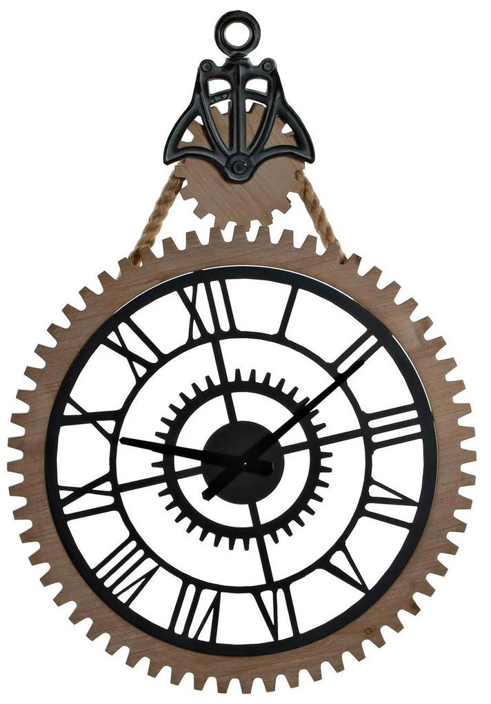 Relógio de Parede DKD Home Decor industrial Preto Ferro Madeira MDF (50 x 7.5 x 72 cm)