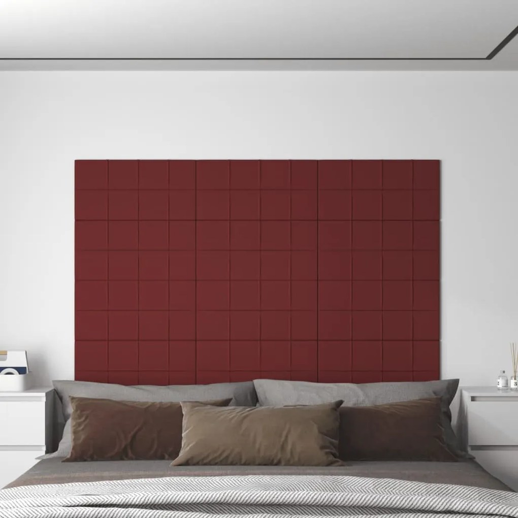 344076 vidaXL Painel parede 12 pcs 60x30 cm tecido 2,16 m² cor vermelho tinto
