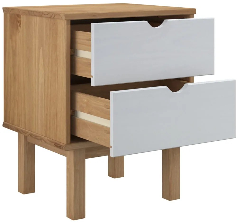 Mesa DE cabeceira OTTA 45x39x57 cm pinho maciço castanho/branco