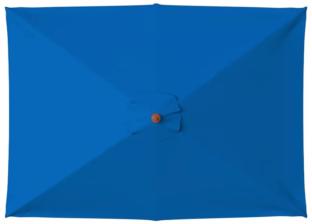 Guarda-sol de jardim com poste de madeira 150x200 cm azul