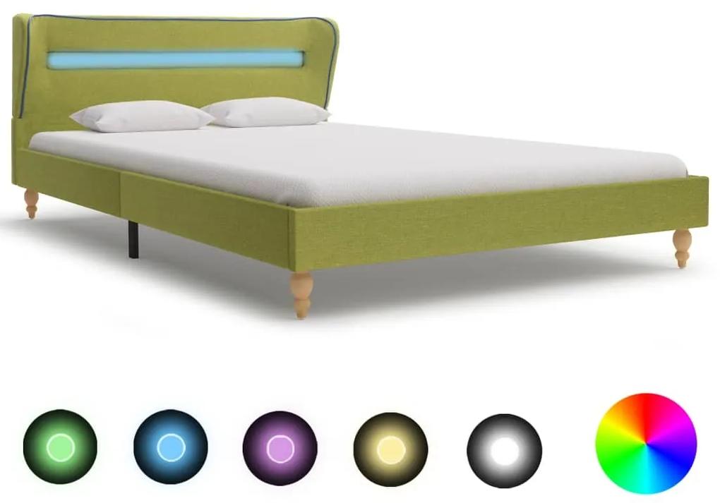 Estrutura de cama com LEDs em tecido 120x200 cm verde