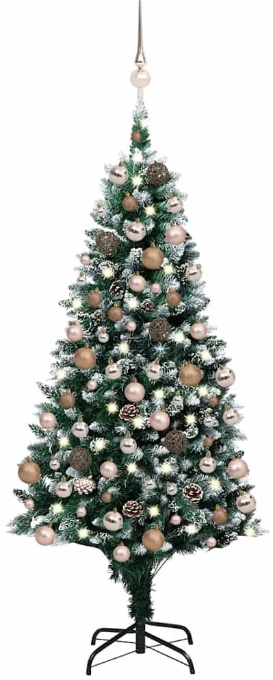 vidaXL Árvore Natal artificial com LEDs e bolas e pinhas 180 cm