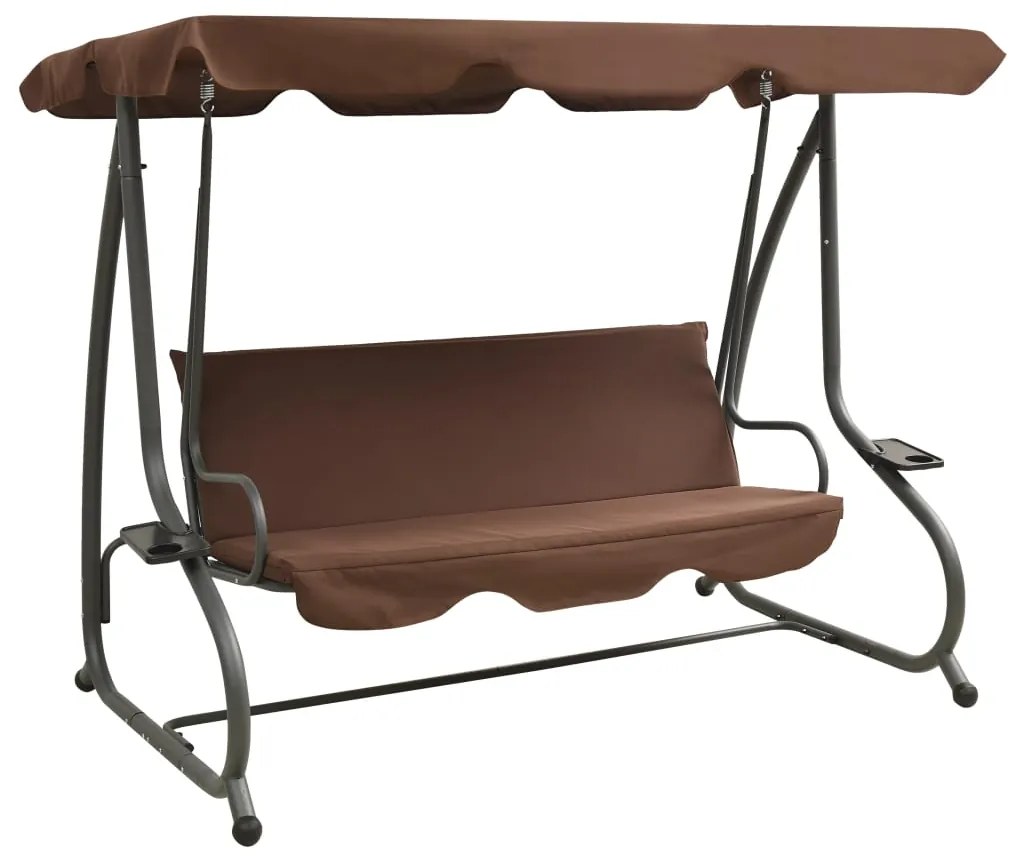 313338 vidaXL Baloiço de jardim com toldo cor café
