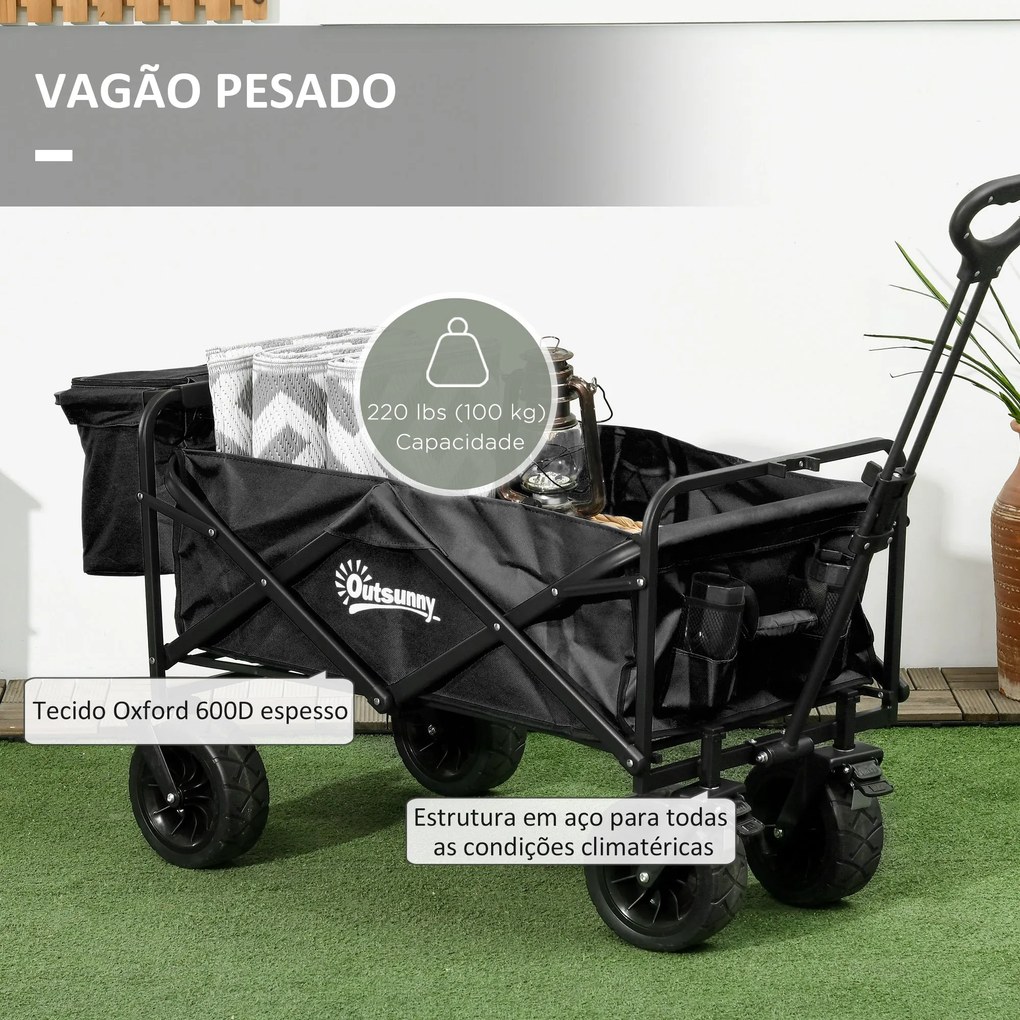 Carrinho de Transporte com Bolsa Térmica Removível Carrinho Dobrável c