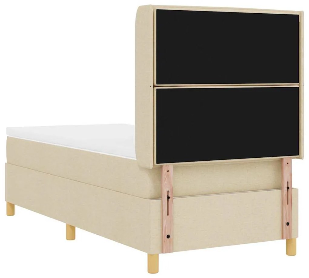 Cama Box com Colchão Creme 100x200 cm em Tecido