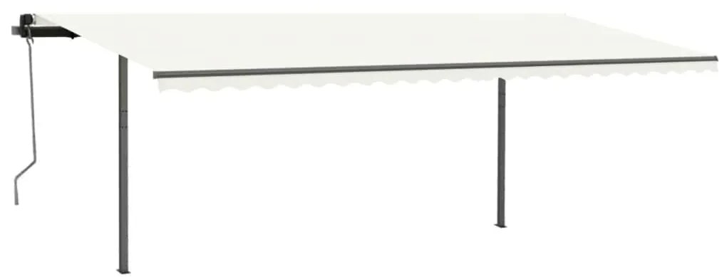 Toldo retrátil manual com postes 3,5x2,5 m cor creme
