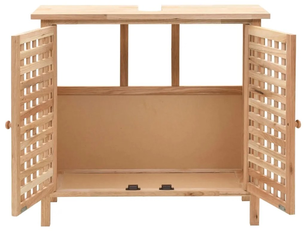 Armário para lavatório em madeira de nogueira maciça 66x29x61cm