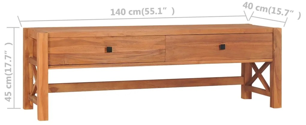 Móvel de TV 140x40x45 cm madeira de teca