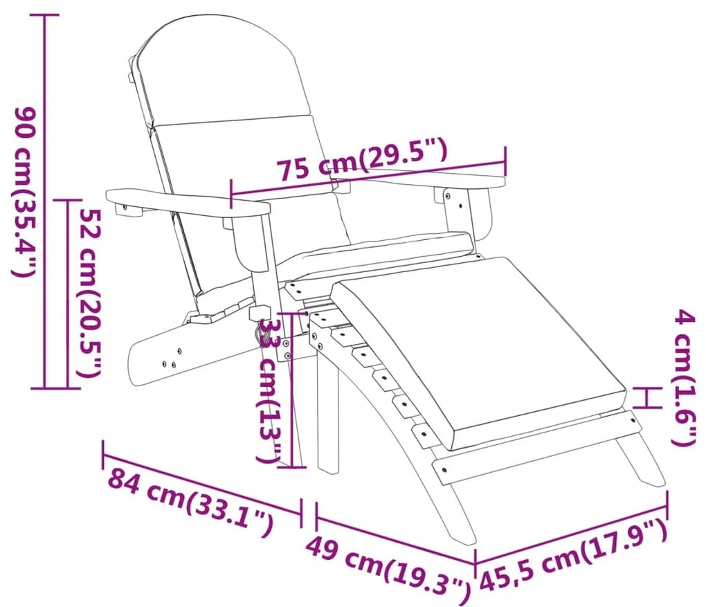 3 pcs conjunto lounge de jardim Adirondack acácia maciça