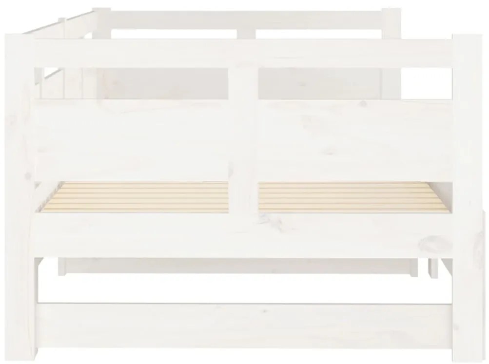 Estrutura sofá-cama de puxar pinho maciço branco 2x(90x190) cm