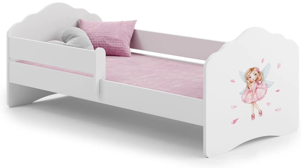Cama infantil FALA fada 160x80 com grade branca - colchão e estrado incluído