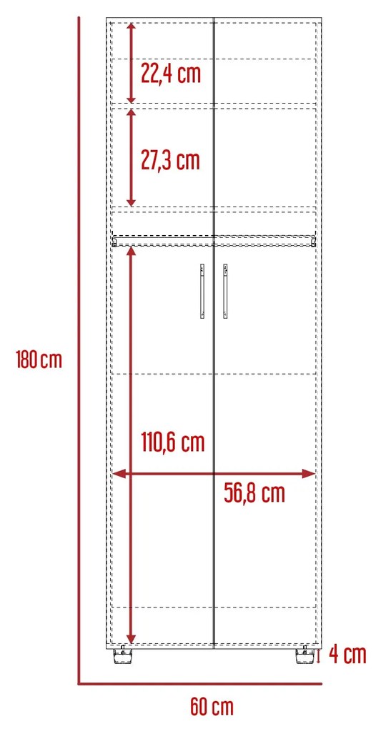 Guarda Roupa com 2 Portas éter, 180 cm a x 60 cm e x 48,5 cm p, branco/duna