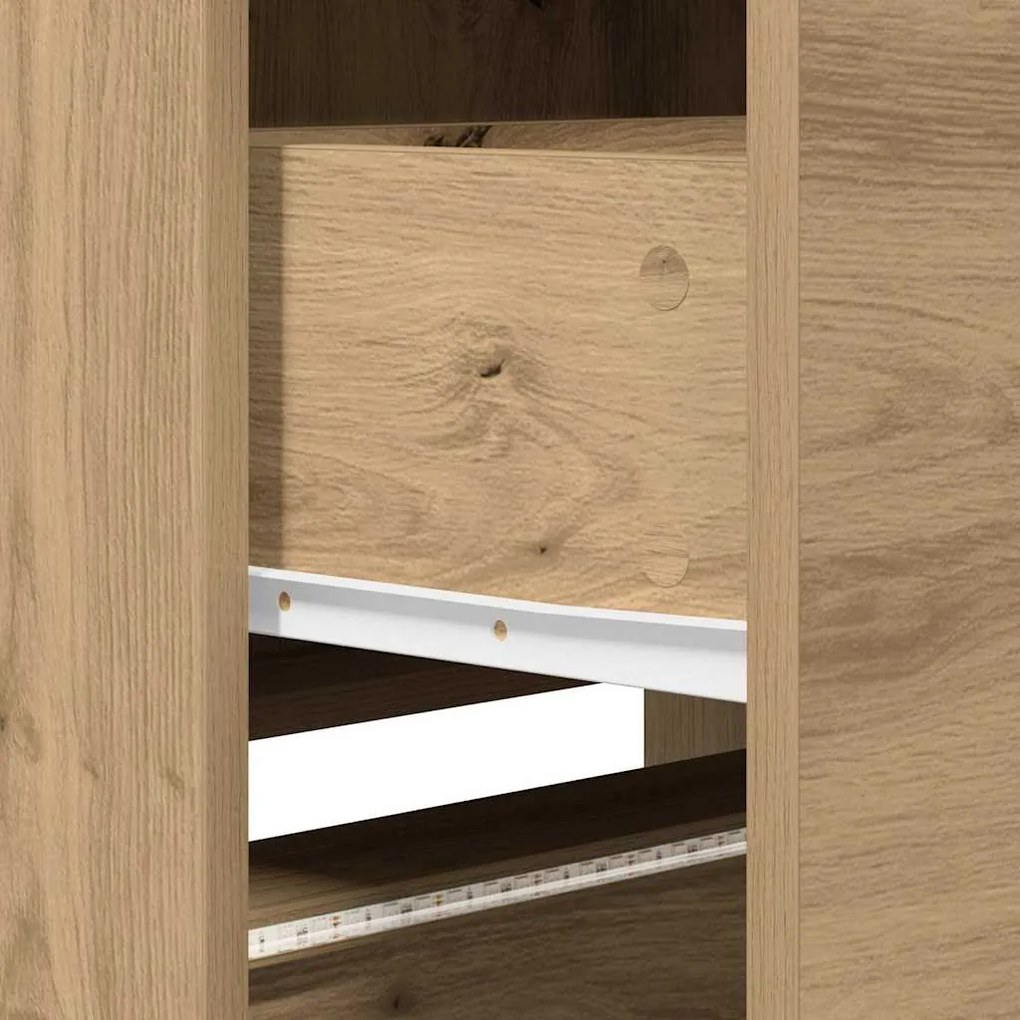 Gabinete de TV com LED Carvalho Artesanal 165x34x40 cm Madeira de Enge