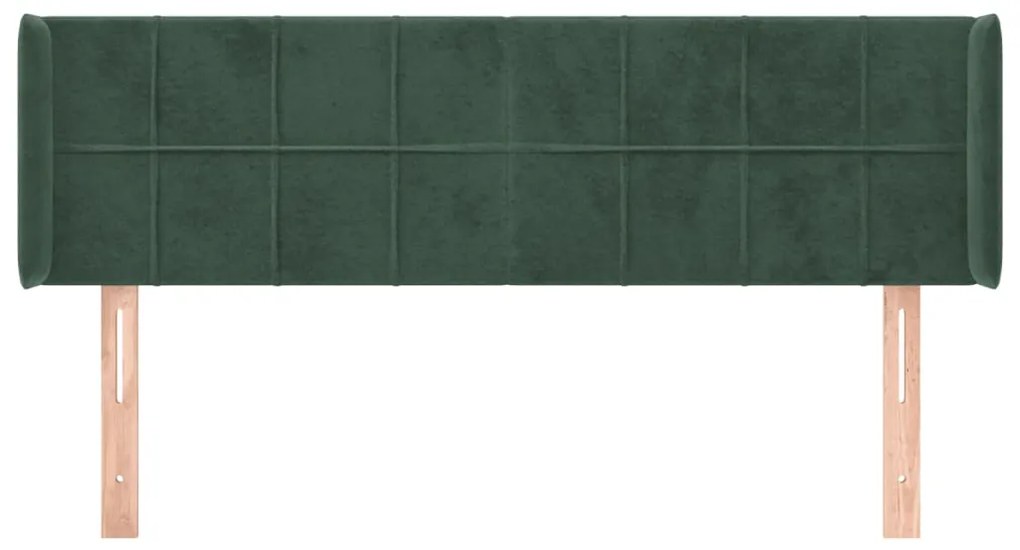 Cabeceira de cama c/ abas tecido 147x16x78/88cm verde-escuro