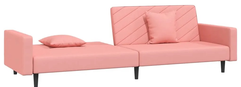 Sofá-cama 2 lugares com duas almofadas veludo rosa