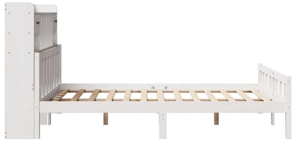 Cama com estante sem colchão 150x200 cm pinho maciço branco