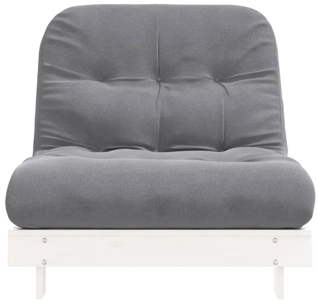 Sofá-cama futon com colchão 90x206x11 cm pinho maciço branco